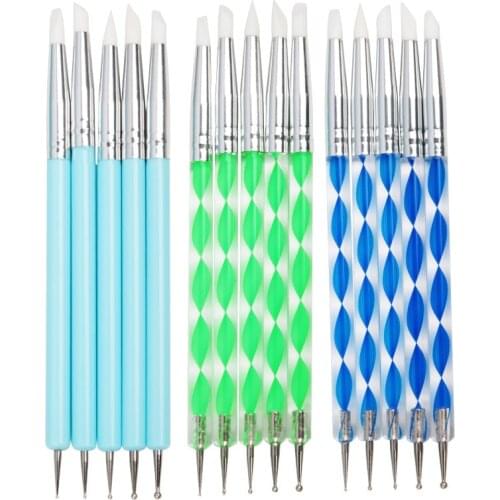 5pcs Silicone Rubber Tip Dotting Tools Set for Craft Nail Pen Brushes Painting Polymer Clay Sculpting Fimo Modelling Tools
