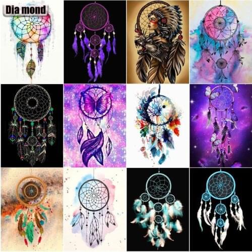 5D DIY Full Square Diamond Painting Dream Catcher Home Decoration Rhinestone Embroidery Dream Wind Chime Mosaic Art Picture Kit