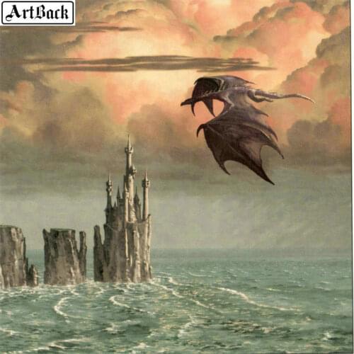 5d diy diamond painting sea landscape full square / round drill dragon castle new arrival diamond mosaic 3d diamond embroidery