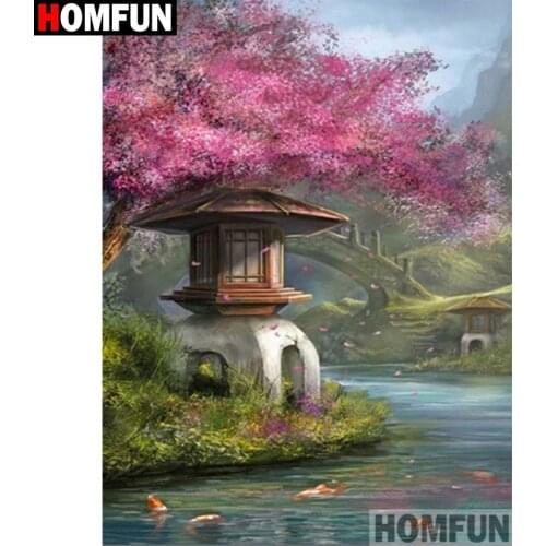 HOMFUN Full Square/Round Drill 5D DIY Diamond Painting "Bridge scenery" Embroidery Cross Stitch 5D Home Decor Gift A17760
