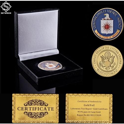 USA CIA Military Central Intelligence Agency Coin American Gold Challenge Coin Collectibles W/ Luxury Box