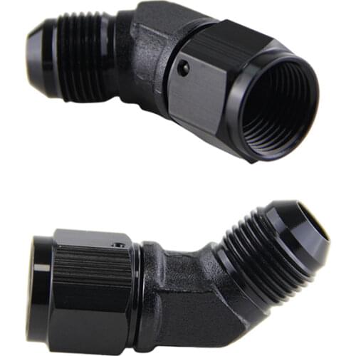 2PCS Male -8AN To -8 AN Female 45 Degree Swivel Coupler Union Adapter Fitting Black