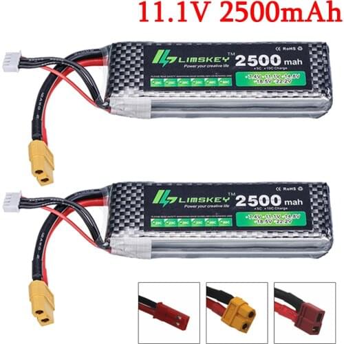 11.1V 2200mAh 2500mAh MAX 60C battery for RC Robots Car Boats RC Drone Part 11.1v battery 3s lipo battery T/XT60/JST plug 1/2pcs