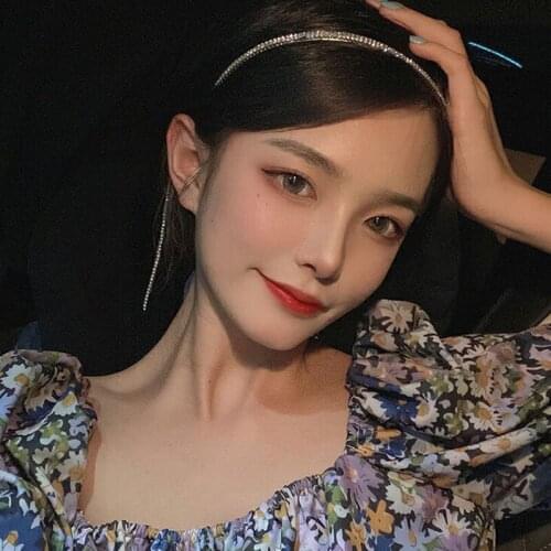 Shining Korean Style Rhinestone Women Fashion Hair Accessories Hairband Tassel Retro Elegant Crystal Lady Headwear Hairhoop