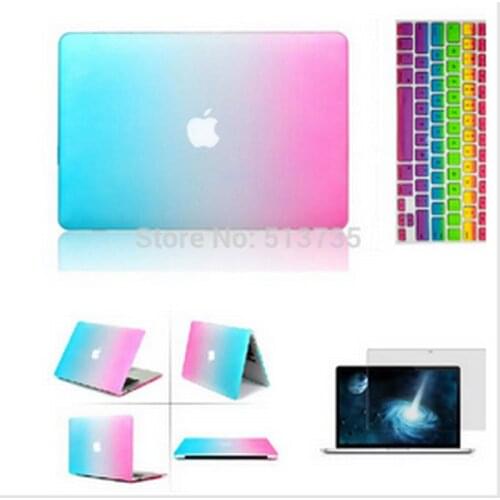 Laptop 3 in 1 Rainbow Matt Case Cover+ Silicone Keyboard Cover+Screen Protector For Apple Mac Book Pro 11''/12"/13'/15 NO logo