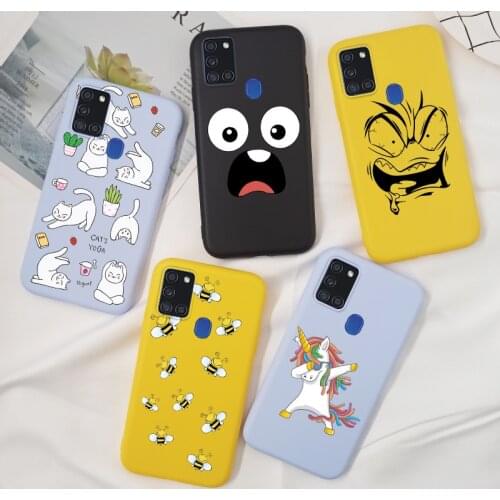 For Samsung Galaxy M12 Case 4G A21S A40 A50 A70 Cartoon Cat Silicone For Samsung A50 A 50 70 Back Cover TPU Cute Purple Case