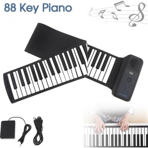 88 Keys USB MIDI Roll Up Piano Electronic Portable Silicone Flexible Keyboard Organ Built-in Speaker with Sustain Pedal