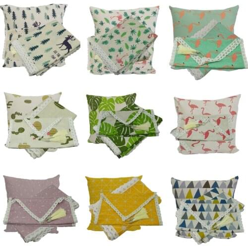 Hawaii Printed Flamingo Cactu Palm Leaf Table Cloth Lace Tassel Tablecloth Nordic Home Christmas Wedding Decors Party Gifts