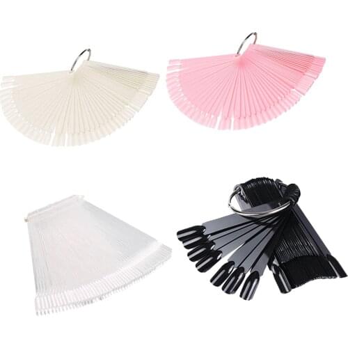 Nail Polish Gel Color Palette Card Display Fan Shaped Natural False Nail Tip Sticks Practice Training Tools