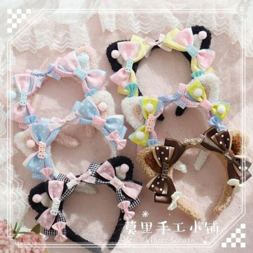 Handmade lolita cat ear element headband kc headdress sweet lolita Harajuku cute kc