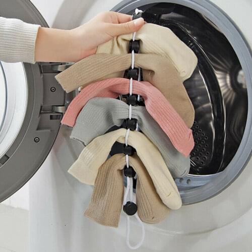 Creative Multi-functional Home Socks Hanging Rope Washing Clothes Basket Net Washing Socks Stockings Drying Socks Rack