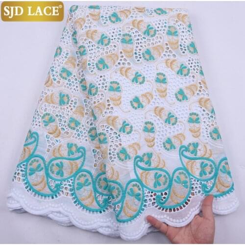 SJD LACE 2021100%Cotton High Quality African Lace Fabric Embroidery Swiss Voile Lace In Switzerland Dubai Style For WeddingA2183