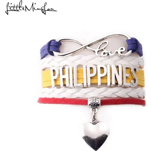 Little MingLou Infinity love PHILIPPINES Bracelet heart charm leather wrap men bracelets & bangles for women jewelry
