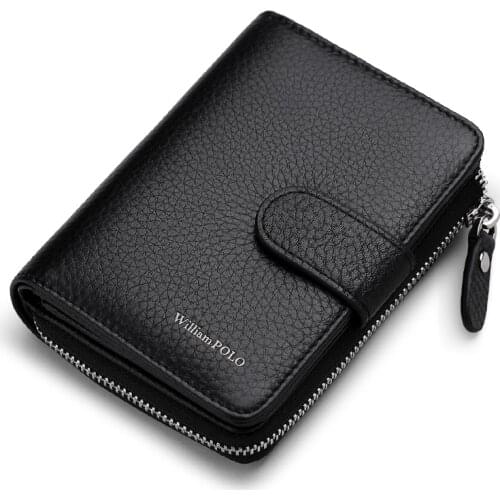 WILLIAMPOLO Man Walet Genuine Leather Hasp Closure Card Holder Small Bag With Gift Box for Men Card Wallet Mens Wallet PL319