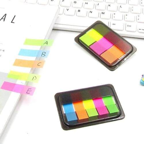 PET Material Self-Adhesive Notes Fluorescent Library Index Card Guides With Mylar Film Sticker Bookmark Marker Memo Flags