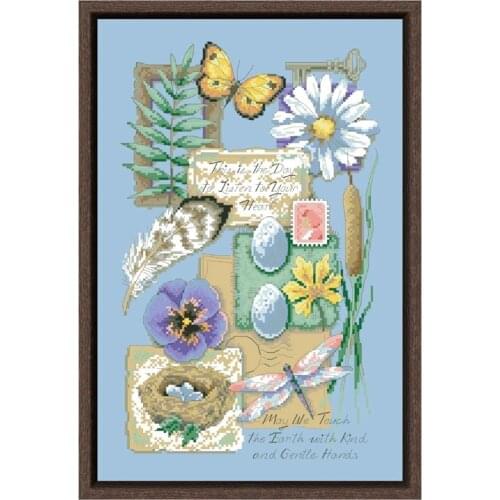 Listen to your heart cross stitch kit aida fabric 18ct 14ct 11ct skyblue cotton silk thread embroidery kits DIY craft set