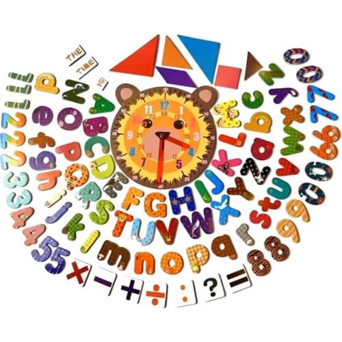 4PCS Set Magnetic Montessori Alphanumeric Children Toys EVA Uppercase /Lowercase Letters Clock Refrigerator Stickers Puzzle Game