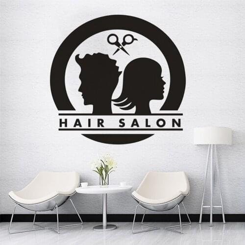 Men Women Hair Styling Wall Stickers Hair Salon Sign Vinyl Wall Decal Removable Barbershop Decorative Murals Art AZ1006
