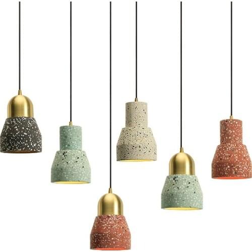 Nordic Ins Terrazzo Cement Pendant Lamp Led E27 Modern Minimalist Dining Room Restaurant Kitchen Light Fixtures Decor Bedroom