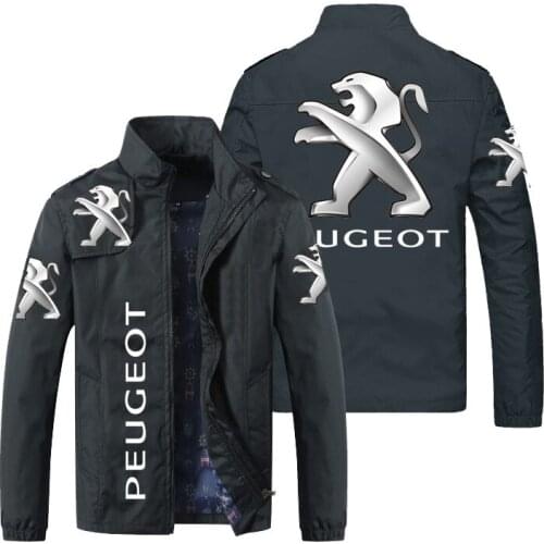 New 2021 Spring Autumn forPeugeot Car Logo Men Stand Collar Casual Sweatshirt Long Sleeve Zipper Cardigan Jacket 5 Colors