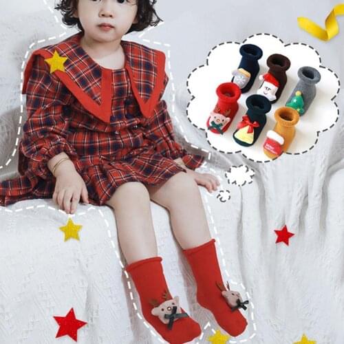 New Trendy Newborn Baby Boys Girls Christmas Floor Step Hot to Gift Great Socks Baby Socks Childrens Baby Anti-Slip Christ O4Y0