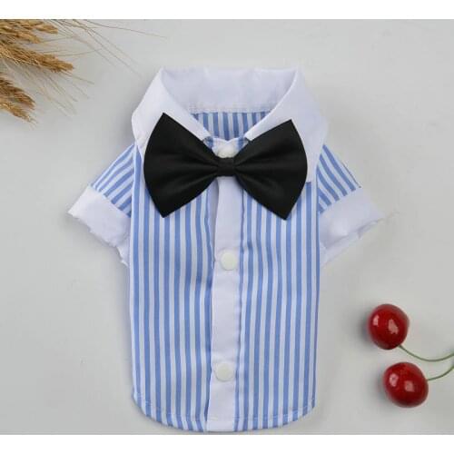 Pet Dog Clothes for Dog Soft Summer Bow Striped Dog Vest Clothes for Small Dogs Chihuahua Cotton Puppy Shirts T Shirt Cat Vests