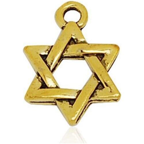 Wholesale gold plating star of david metal charms, jewelry pendant charm with ear, charms gold lot plated
