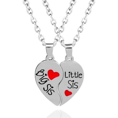 Choker States Cross-border Deserve To Act The Role Of Good Sisters Necklace Big/middle/little Two Love Stitching Pendant 2021