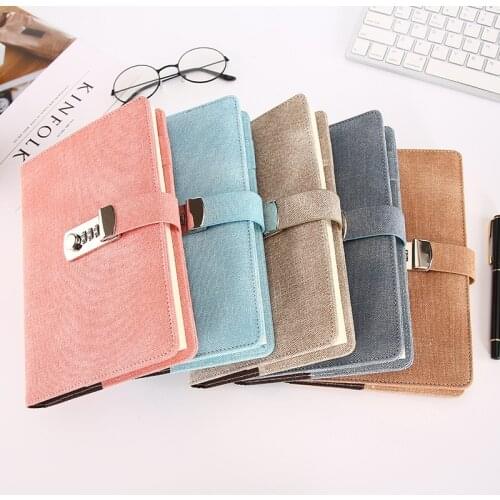 Agenda 2021 Notepad Leather The Books with Lock Soft Beautiful Password Office School Supplies Gift