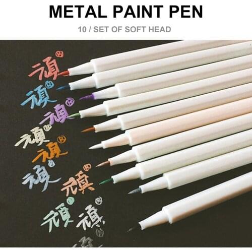 High Quality Soft Head Color Metal Pen White Gold Mark Paint Marker Pen For Graffiti DIY Album Student Kids Gifts