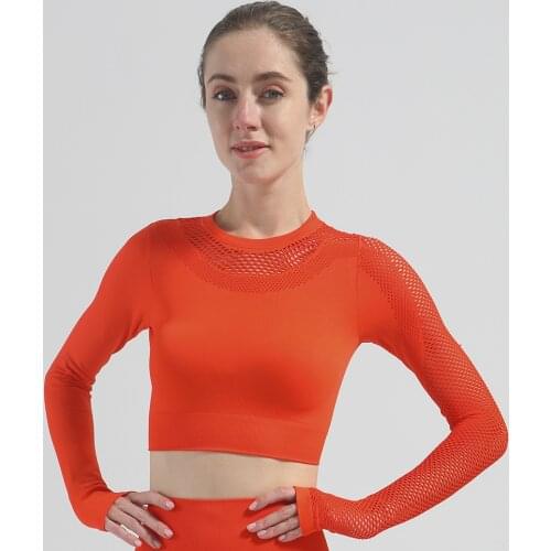 Hollow Seamless Yoga Top Long Sleeve Workout Tops For Women Fitness Gym Crop Top Athletic Gym Shirt Women Sportswear Active Wear