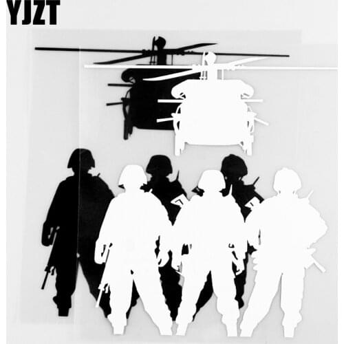 YJZT 16.5×13.5CM Vinyl Military Weapon Special Forces Soldiers Armed Car Sticker Glass Decorative Pattern 20C-0056