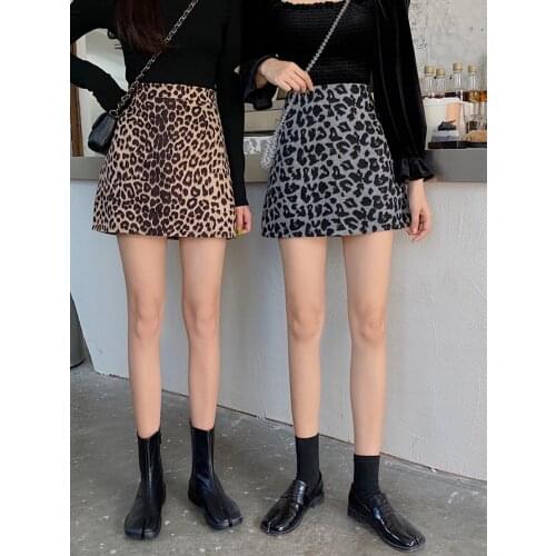 WERUERUYU Sexy Ripped Leopard Print Skirts Womens Mini Denim Streetwear Pencil High Waist Faldas Mujer Moda 2019