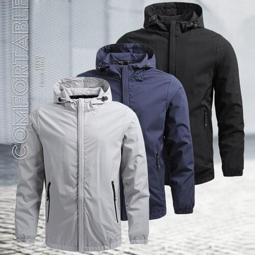 Plus Size M-5XL New Spring Summer Jacket Men Korean Fashion Hooded Jacket Autumn Thin Windbreaker Coat Men Outdoor Sports Jacket