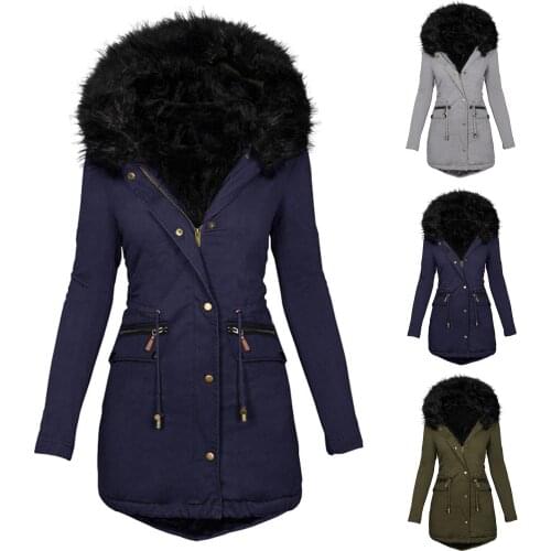 2020 Women Parka Winter clothes Oversize Faux Fur Coat Thick Warm Mid-length Jacket Hooded Overcoat Plush Coat Winter Jackets