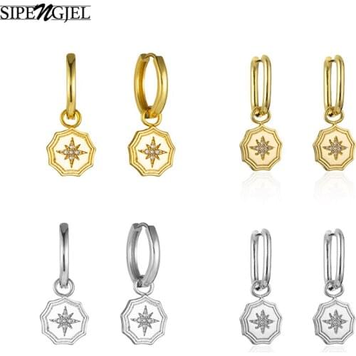 SIPENGJEL Geometric Oval Small Hoop Earrings Personality Polygon Drop Earrings For Women Party Accessories Jewelry Gift 2021