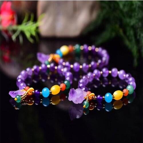 Natural Amethysts Stone 8mm Beads Women Bracelet Healing Reiki Charm Meditation Bracelet Stretchy Jewelry