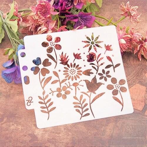 14.1*13 winter jasmine scrapbook stencils spray plastic mold shield DIY cake hollow Embellishment printing lace ruler Easter