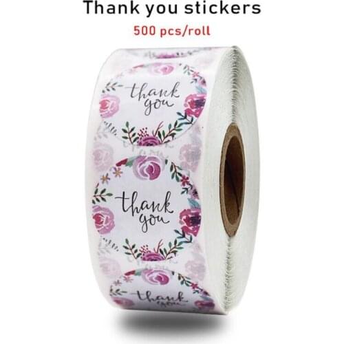 1500pcs round floral thank you stickers scrapbook for package seal labels custom sticker decoration wedding sticker