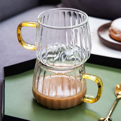 200ml Creative Glass Coffee Cup Cute Transparent Heat-resistant Drink Mug Tea Dessert Breakfast Milk Cups Glass Handle Drinkware