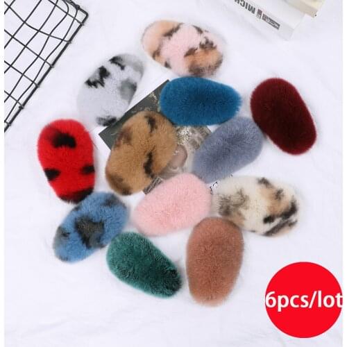 2020 New Ladies Headwear Hair Accessories 100% Rex Rabbit Fur Women Hair Clip Fashion Hair barettes Girl Hair sticks Hairclips