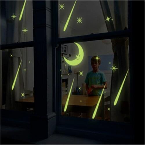 31PCS Luminous Moon meteors Wall Sticker kids room living room bedroom decoration home decals Glow in the dark Wall Stickers