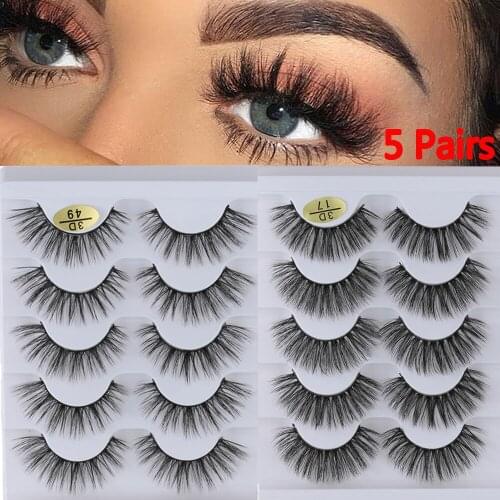 5 Pairs Lashes Mink Lashes Faux Eyelashes Mink False Eyelashes Dramatic Volume Lashes Eyelash Extension False Eyelashes