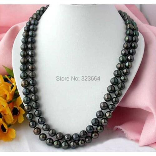 50" 12MM ROUND BLACK FRESHWATER CULTURED PEARL NECKLACE