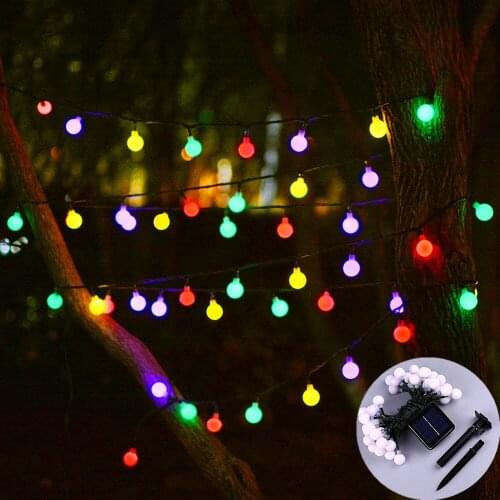 White Balls Solar Light Fairy LED String Light Outdoor Waterproof IP66 For Decorative Christmas Wedding Party Room Garden Light