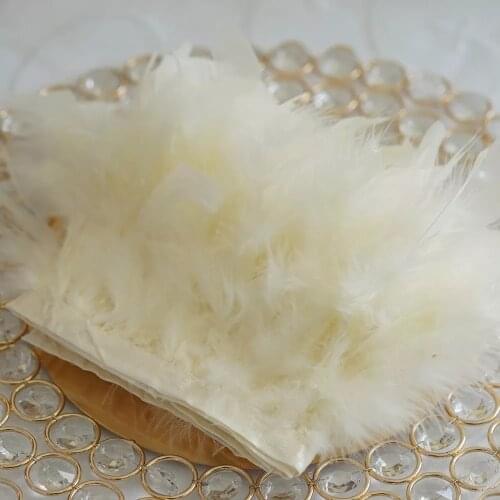 1Meter Beige Marabou Trim Fluffy Turkey Feathers Fringe Wedding Party Dress Decoration 15-20cm juju hat Decor Plumes Wholesale
