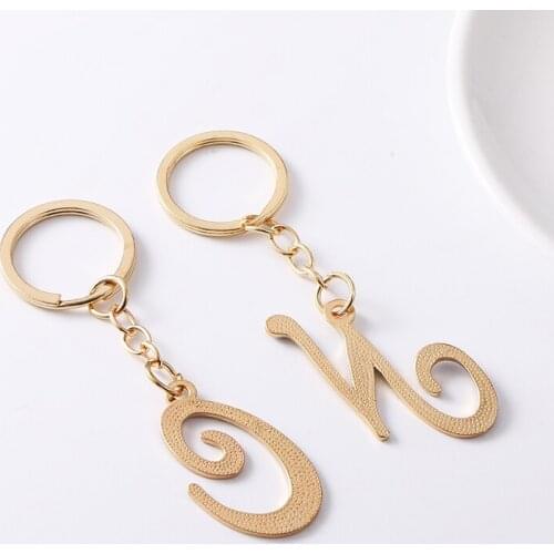 DIY Initial A-Z Letters key Chain For Men Gold Keychain Women Car KeyRing Letter Key Holder