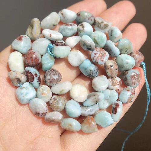 8-10MM Natural Irregular Larimar Stone Loose Spacer Beads for Jewelry Making Diy Bracelet Necklace Accessories Wholesale 15 Inch