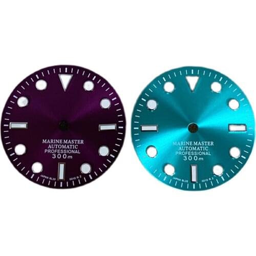 Green /Purple -Ray Sun Pattern Watch Dial Diving Watch Dial Green Luminous for NH35A/NH36 Automatic Movement