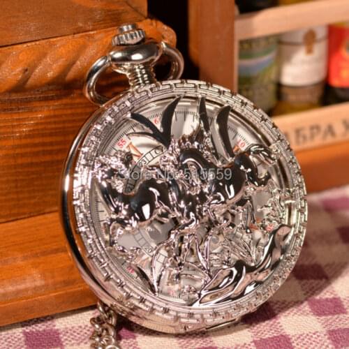 Hot Selling Fathers Day Hollowed Mechanical Pocket Watch Vintage Chinese Style Hand Wind Pocket Watch Wholesale